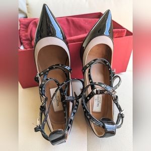 Valentino Garavani love latch black leather heels size 5